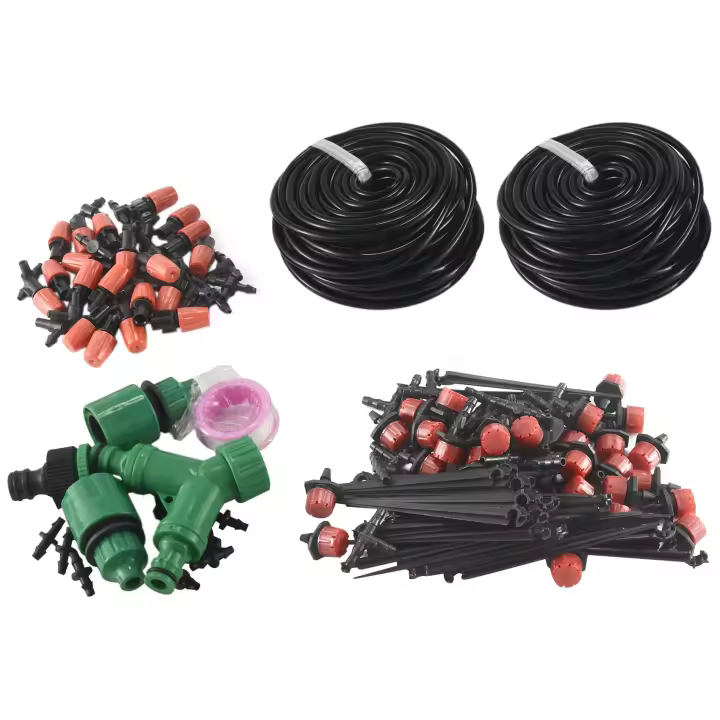 Juego de riego por goteo automático para jardín, Mini Kit de riego DIY ajustable de 30M, Kit de riego de tubo resistente de 1/4 pulgadas para Patio - 1