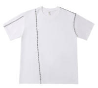 240G crash color bordado línea diseño sentido cuello redondo camiseta simple hombre y mujer manga corta - details 6