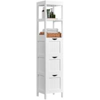 Mueble de Baño de Madera Ajustable Armario con Cajón y Estante Diseño de Doble Puerta Blanco - details 12