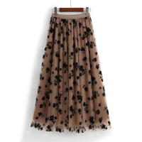 Falda Midi larga y elástica de cintura alta para mujer, ropa de calle de estilo Haruku Kawaii Y2k, Vintage, otoño - details 5