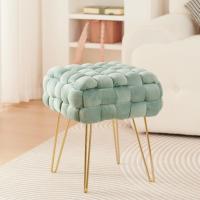 Taburete Moderno de Terciopelo Otomano Rectangular con Patas de Metal Dorado Taburete Acolchado - details 24