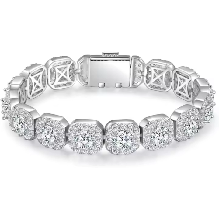 Pulsera de Tenis de Oro Blanco 18K Piedra Preciosa de Zirconia Cúbica Hipoalergénica - 1