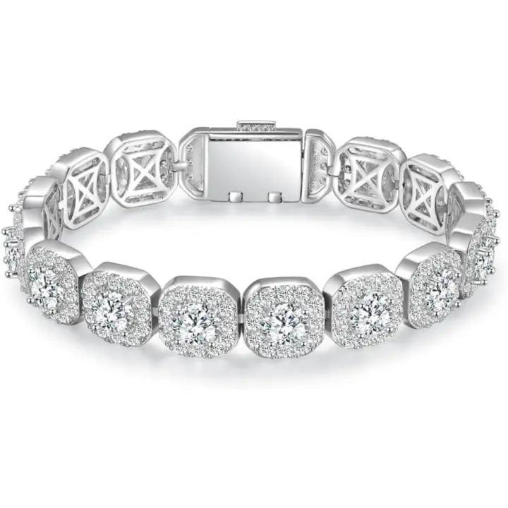 Pulsera de Tenis de Oro Blanco 18K Piedra Preciosa de Zirconia Cúbica Hipoalergénica - 1