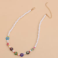 Collar de perlas de cristal con flores coloridas para mujer, collar corto geométrico de moda - details 7