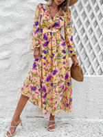 Vestido largo informal de verano para mujer, prenda de manga larga con escote en V, ahuecado en la espalda, Vintage, elegante, para fiesta en la playa, 2024 - details 8