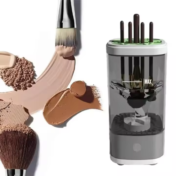 Limpiador eléctrico de brochas de maquillaje, soporte giratorio automático eficiente con enchufe USB para mujer - 1