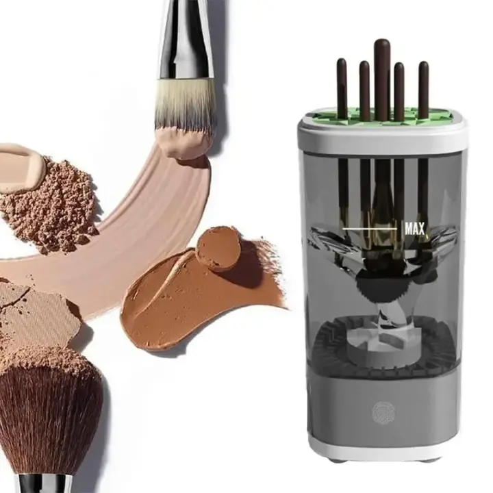 Limpiador eléctrico de brochas de maquillaje, soporte giratorio automático eficiente con enchufe USB para mujer - 1