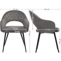 Terciopelo, Silla Acolchada con Reposabrazos, Patas de Metal, Diseño Elegante, para Comedor, Sala de Estar, Dormitorio, Cocina, Gris LDC82GY - details 8