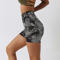 Pantalones cortos de yoga con tie dye para mujer FKAFIT leggings deportivos sin costuras con elevación de cadera material de nylon para actividades al aire libre - details 11