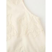 - Acogedora moda de verano bordada para mujer, top hueco sin mangas con cuello redondo + pantalones rectos con cordón, informal sólido - details 5