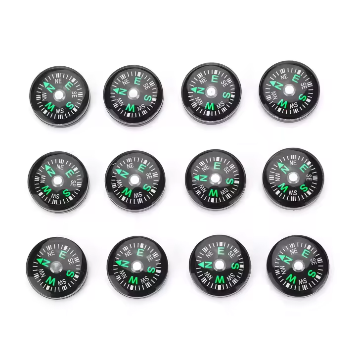 Compas de Supervivencia de Bolsillo Lleno de Aceite 12Pcs 20mm para Senderismo, Acampada, Actividades al Aire Libre Accesorio de Herramientas Multiusos - 1