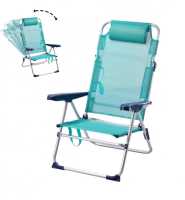Silla Playa Plegable, 5 Posiciones, 57X31X62/101CM Incluye cojín Acolchado, Asa Hombro, Soporta 110 kg, Topes antivuelco, Multiposición, Respaldo reclinable Raya Azul - details 3