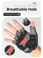 Guantes de medio dedo para bicicleta de montaña, manoplas cortas de GEL, almohadilla de Palma gruesa de 6mm, a prueba de golpes y antideslizante, tela elástica - details 5