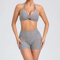 Traje de entrenamiento de gimnasia reforzado deportivo para mujer, ropa deportiva para mujer, traje de yoga rosa, verde y rojo 2024 - details 5