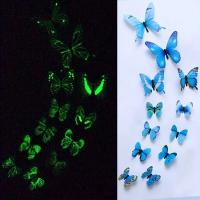 Pegatina de pared creativa de mariposa luminosa 3D, 12 piezas, arte moderno, decoraciones para el hogar, regalo DIY - details 0