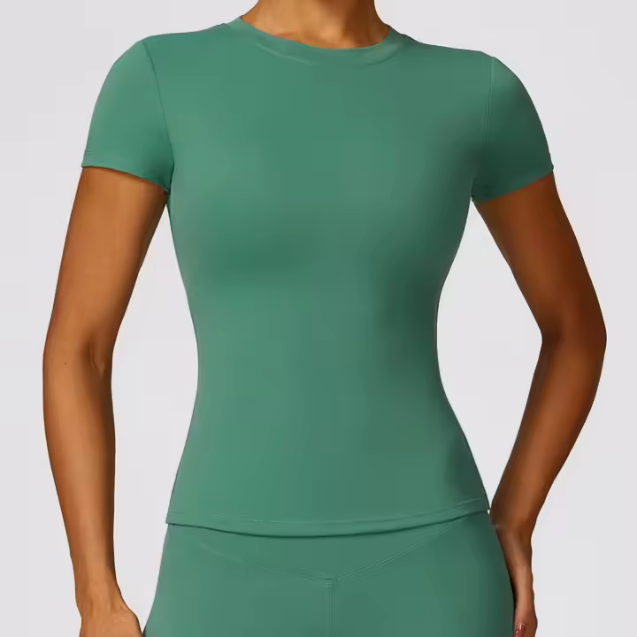 Camiseta Deportiva de Yoga de Nylon Secado Rápido Manga Corta Para Fitness al Aire Libre - 1