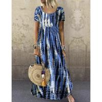 Vestido largo con estampado para mujer, prenda informal con cuello redondo, moda de verano - details 0