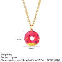 Lindo collar colgante de donuts, joyas doradas femeninas, cadena larga de acero inoxidable, collar estrangular punk para mujer - details 4
