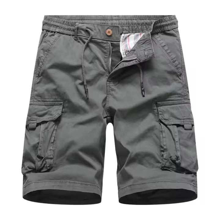100% en pantalones de cintura elástica para hombre, múltiples bolsillos, estilo táctico militar de verano. - 1