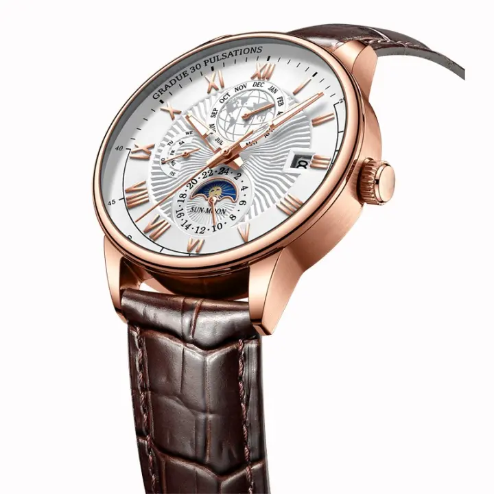 Reloj de cinturón de negocios suizo reloj de cuarzo para hombre reloj de marca impermeable genuino reloj para hombre - 1