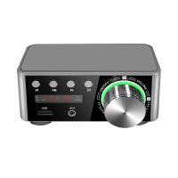 AMPLIFICADOR DE POTENCIA Digital HiFi, dispositivo con Bluetooth 5,0, Clase D, 80Wx2, Audio para el hogar, coche, marino, USB/AUX, enchufe plateado de la UE - details 0