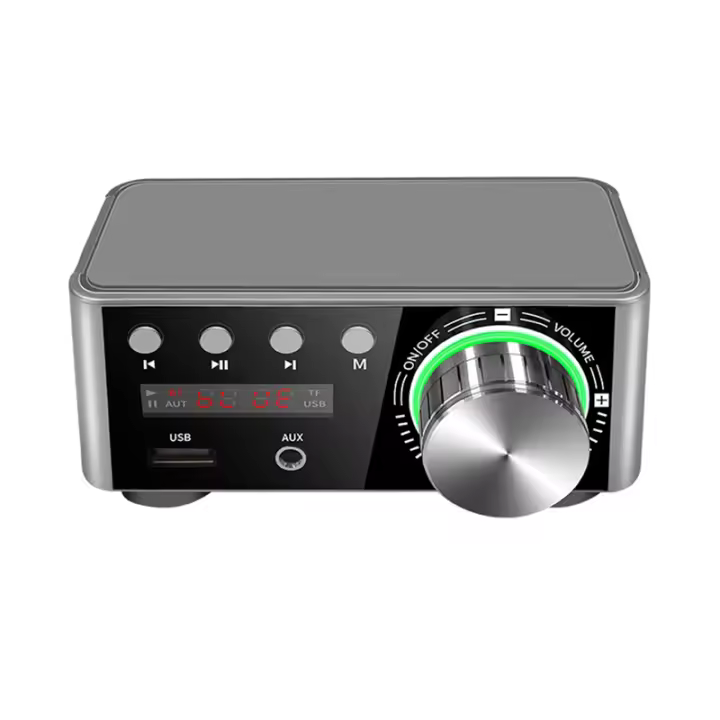 AMPLIFICADOR DE POTENCIA Digital HiFi, dispositivo con Bluetooth 5,0, Clase D, 80Wx2, Audio para el hogar, coche, marino, USB/AUX, enchufe plateado de la UE - 1