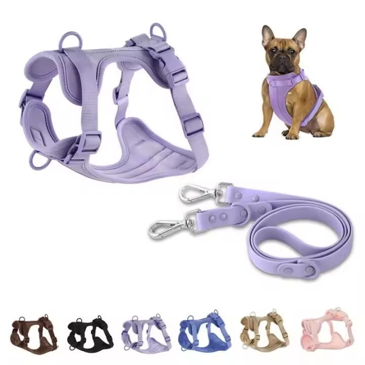 Correa Doble de PVC, commode juego de arnés para Perros transpirable, Collares, arneses y Correas estables para el pecho - 1