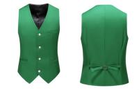 Chaleco de traje Formal de un solo pecho para hombre, talla grande 6XL, Color negro, verde, Color puro, baile de boda, vestido de fiesta Social de negocios - details 12