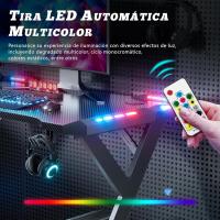 Mesa de Escritorio LED para Juegos Ergonómica Fibra de Carbono Negro Para Computadora y Auriculares - details 9