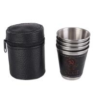 Villa de acero inoxidable para acampar al aire libre, juego de tazas VIE para picnic, vino, cerveza, whisky, taza de cuero PU, 70 ml o 30 ml, 4 piezas por lote - details 2