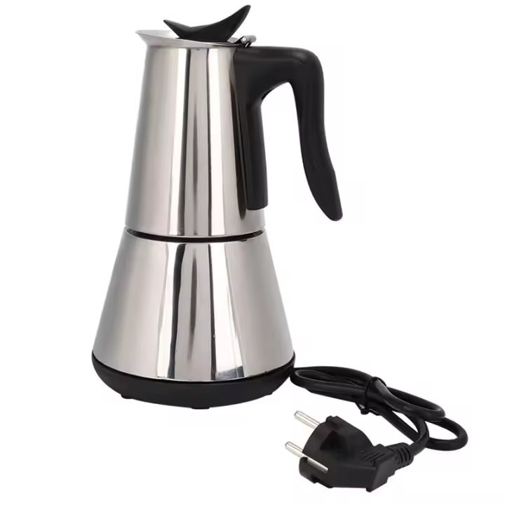 Cafetera eléctrica de acero inoxidable con enchufe europeo, máquina de Espresso con 6 tazas, percolador, cafetera clásica - 1