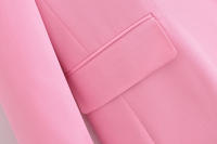 TRAFZA-Conjunto de 2 piezas rosa para mujer, chaqueta con solapa, manga larga, bolsillo, con cordones, Top + pantalones de pierna ancha con cremallera de cintura alta - details 10