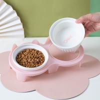 Cuenco colorido para gatos, cuenco doble con protección Cervical, cuenco de alimentación para mascotas, cuenco de agua Diagonal de base alta de cerámica para alimentación y bebida - details 1