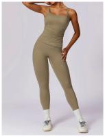 Conjunto de Yoga de 2 Piezas para Mujer Pantalones de Alta Cintura con Talle en la Articulación y Sujetador Cortado para Gimnasio Ropa de Entrenamiento de Primavera/Verano Material Exterior de Nylon - details 12