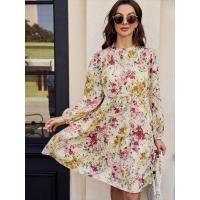Vestido de manga larga para mujer, falda de pastel floral informal elegante para moda joven nueva - details 1