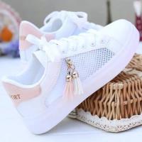 Zapatillas deportivas transpirables para mujer, zapatos informales de malla plana, color blanco, para estudiantes - details 1