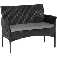Muebles de jardín de Resina Trenzada Negra - 4 Asientos: 1 sofá, 2 sillones, 1 Mesa de Centro - Cojines Beige con - details 27