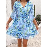 Vestido fluido sin tirantes con estampado floral bohemio para mujer, verano 2025 - details 29