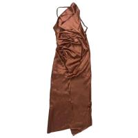 Vestido de fiesta elegante de color liso con un hombro largo para mujer, dobladillo de alta puntuación con pliegues en la cintura - details 9