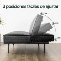 Sofá Cama - Sofá Cama Plegable 2 en 1 - Adecuado para habitaciones de invitados y espacios pequeños - PVC Negro - details 6
