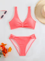 Bikini de cintura alta para mujer, traje de baño deportivo unicolor, traje de baño Sexy a rayas, ropa de baño para mujer, ropa de playa 2025 - details 28