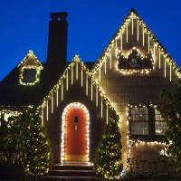 Guirnalda de luces Led de lluvia de meteoritos, 8 tubos, guirnaldas de calle, decoraciones de árboles de Navidad para exteriores, luces de jardín de hadas de Año Nuevo - details 8
