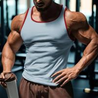 Un chaleco informal y transpirable de color liso para el entrenamiento físico de verano de los hombres en Europa y Estados Unidos en 2025. - details 32