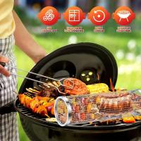 Malla portátil de acero inoxidable, cesta, parrilla para barbacoa para acampar al aire libre - details 9