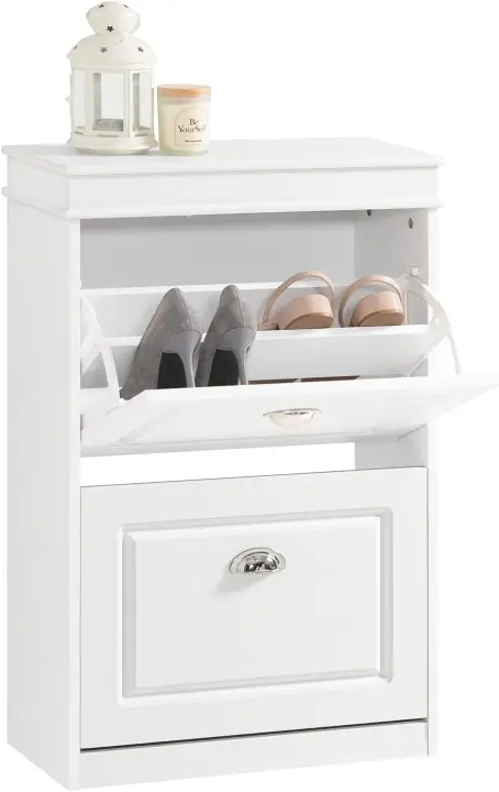 Estrecho Recibidor Estanterias Almacenaje Organizador para Zapatos Blanco 54 x 24 x 83 cm FSR78-W ES - 1