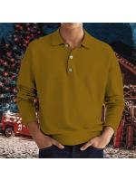 Botones de cuello en V de manga larga de otoño, polo superior casual para hombre. - details 1