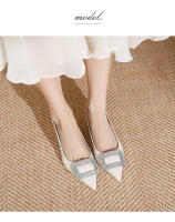 Zapatos de tacón de aguja con diamantes de imitación de metal francés de nuevo estilo para mujer - details 8