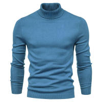 Jersey informal de cuello alto para hombre, suéter de punto, Color sólido - details 1