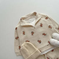 Conjunto De Ropa Infantil Primavera Para Bebés Niño Y Niña Con Camiseta De Manga Larga Y Pantalones 2 Piezas Estilo Casual Material Algodón Y Poliéster Diseño De Oso Divertido - details 1