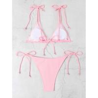 Bikini liso para mujer, color, bolso triangular, traje de baño con cordón, bikini de Europa y América, color, bolso, traje de baño, - details 3